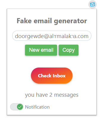 The extension showing a new message